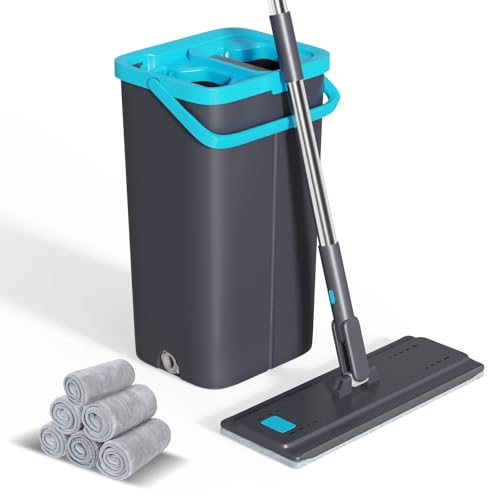 Eukue Bodenwischer mit Auswringfunktion,Wischmopp Set mit Eimer,2 in 1 Putzeimer mit Wischmop,Mopp zum Bodenwischen mit Eimer,mit 6 Mikrofaserpad,Geeignet für die Reinigung von Fußböden in Haushalten Eukue Bodenwischer mit Auswringfunktion,Wischmopp Set mit Eimer,2 in 1 Putzeimer mit Wischmop,Mopp zum Bodenwischen mit Eimer,mit 6 Mikrofaserpad,Geeignet für die Reinigung von Fußböden in Haushalten von Eukue