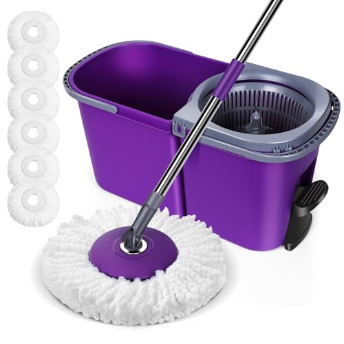 Eukue Wischmopp Set mit Eimer,Putzeimer Set mit Auswringfunktion,2-in-1 Bodenwischer Set,Eimer mit Pedal-Schleuder,mit 360° Drehkopf,6 Waschbaren Mikrofaser-Pads,für Laminat, Fliesen & Parkett Eukue Wischmopp Set mit Eimer,Putzeimer Set mit Auswringfunktion,2-in-1 Bodenwischer Set,Eimer mit Pedal-Schleuder,mit 360° Drehkopf,6 Waschbaren Mikrofaser-Pads,für Laminat, Fliesen & Parkett von Eukue