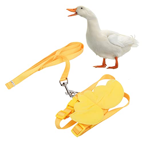 Eulbevoli Enten Zugseil, Verstellbarer Brustgurt Außenspaziergang Geschirr Enten Leine, niedliche und modische Haustiergeschirr Leine, für Haustier Ente Huhn Gans (gelb M) von Eulbevoli