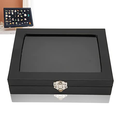 Schwarzer Samt Pin Display Case, Schmuck Pin Display Storage Box mit transparentem Deckel, Aufbewahrungsbox für Schmuck, Medaillen, Anstecknadeln, Bänder, Geschenke, Verpackungsbox Schwarzer Samt Pin Display Case, Schmuck Pin Display Storage Box mit transparentem Deckel, Aufbewahrungsbox für Schmuck, Medaillen, Anstecknadeln, Bänder, Geschenke, Verpackungsbox von Eulbevoli