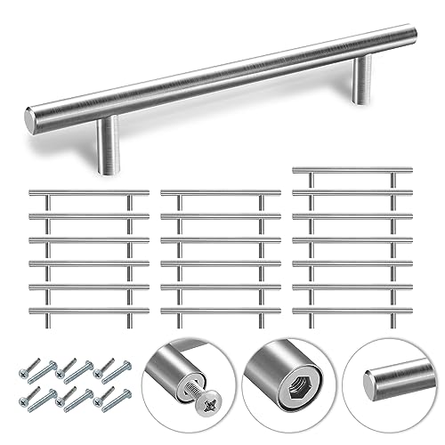 Eulenke 10 Stück Silberne Edelstahl Schrankgriffe - Türgriff & Stangengriff - Lochabstand 128mm - Hochwertige Möbelgriffe für Küchenschrank & Schublade - Küchengriffe aus Edelstahl von Eulenke