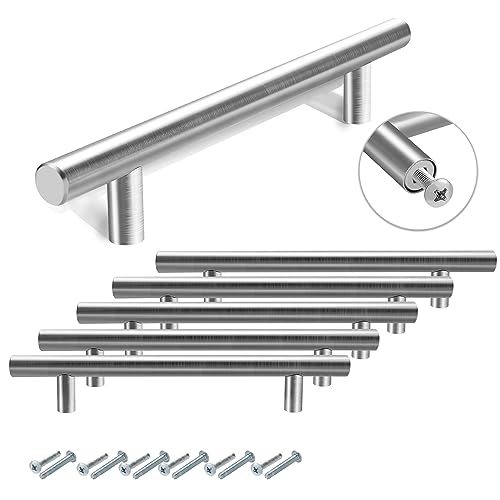 Eulenke 10 Stück Silberne Edelstahl Schrankgriffe - Türgriff & Stangengriff - Lochabstand 96mm - Hochwertige Möbelgriffe für Küchenschrank & Schublade - Küchengriffe aus Edelstahl von Eulenke