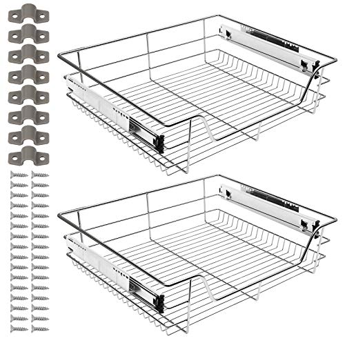 Eulenke 2 Stück 60cm Küchenschublade Küchen Teleskopschublade, Küchenschrank mit Schienensystem, vielfältiger Küchenauszug Schrankauszug, Einsatz Schlafzimmerschublade, Einbauschublade, Korbauszug von Eulenke