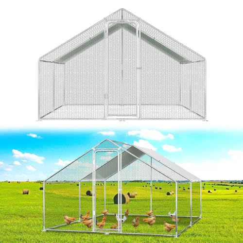 Eulenke 3 * 4 * 2m Hühnerstall, hühnergehege, hühnerstall XXL - Verzinkter Stahl, Wasserfestes Material, mit Markise Einfach zu montieren, Outdoor Chicken Run von Eulenke