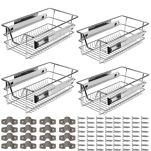 Eulenke 4 Stück 30cm Küchenschublade Küchen Teleskopschublade, Küchenschrank mit Schienensystem, vielfältiger Küchenauszug Schrankauszug, Einsatz Schlafzimmerschublade, Einbauschublade, Korbauszug von Eulenke