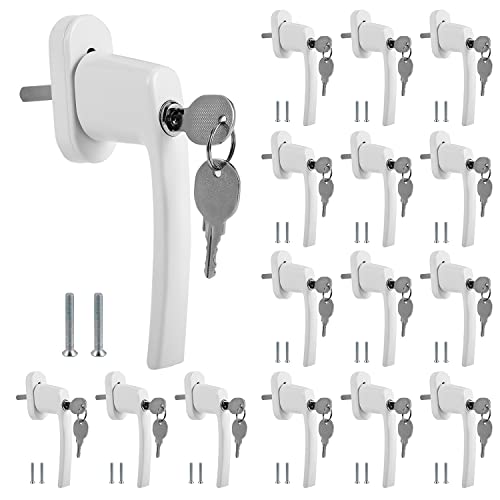 Eulenke Abschließbarer Sicherheitsfenstergriff - 16er Set Weiß inkl. 32 Schlüssel und Schrauben - Kindersicherung, Aluminiumfenstergriff mit 35mm Stiftlänge von Eulenke