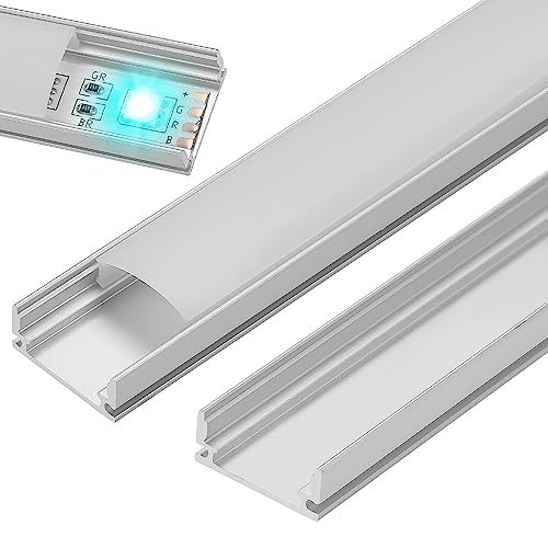 Eulenke Hochwertiges LED Aluminium Profil 20x1m U-Form aus Aluminium mit milchig-weißer Abdeckung - Perfekt für LED Streifen - Inklusive Endkappen und Montagematerial für den Innenbereich von Eulenke