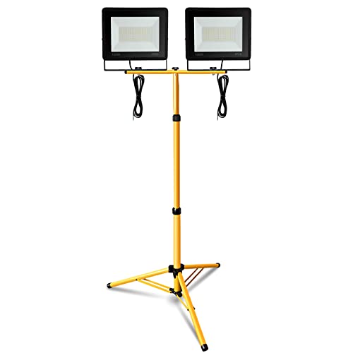 Eulenke LED Baustrahler Arbeitsleuchte,2x100W IP66 Fluter Strahler,3000K Warmweiß 8500LM Baustellenlampe,Arbeitsscheinwerfer für Keller Schuppen Lager (mit 1m Kabel,kein Stecker),PE-M-8226*2 3746-1x von Eulenke