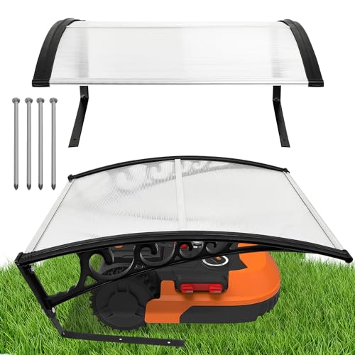 Eulenke Mähroboter Garage Dach Carport für Rasenmäher Rasenroboter, 105x85x45cm, Rasenroboter Garage für Garten Witterungsbeständig, UV Schutz, Mährobotergarage mit Metallfüßen, Transparent von Eulenke
