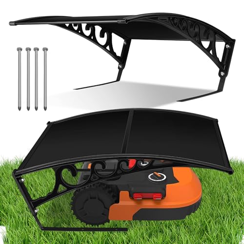 Eulenke Mähroboter Garage Dach Carport für Rasenmäher Rasenroboter, 106x87x50cm, Rasenroboter Garage für Garten Witterungsbeständig UV Schutz, Mährobotergarage inkl. Montagematerial, Schwarz von Eulenke