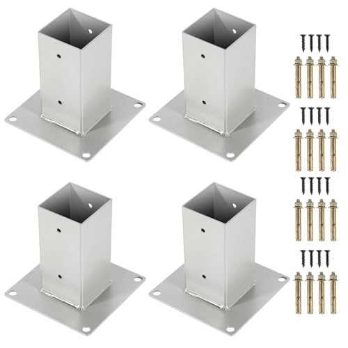 Eulenke Pfostenträger Aufschraubhülse | Geeignet für Vierkantholzpfosten 80x80mm | Hochwertiger Anker | Feuerverzinkt | Silber, 4 Stück/Set Eulenke Pfostenträger Aufschraubhülse | Geeignet für Vierkantholzpfosten 80x80mm | Hochwertiger Anker | Feuerverzinkt | Silber, 4 Stück/Set von Eulenke