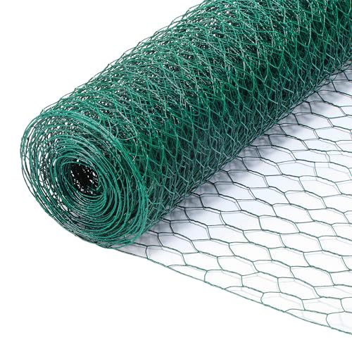 Eulenke Sechseckgeflecht Maschendrahtzaun - Verzinkt mit Beschichtung, Kaninchendraht, Drahtzaun, Hasendraht - Sechseck Drahtgitter Maschenweite 27 mm, Höhe 100 cm, Länge 10 m - Grün von Eulenke