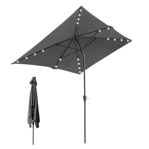 Eulenke Sonnenschirm mit LED solar 2x3m, beidseitig um 30° Kippbar, gartenschirm UV-Schutz Polyester Schirmstoff, Wasserabweisend und schmutzabweisend, Rechteckigschirm ohne Ständer, Anthrazit Eulenke Sonnenschirm mit LED solar 2x3m, beidseitig um 30° Kippbar, gartenschirm UV-Schutz Polyester Schirmstoff, Wasserabweisend und schmutzabweisend, Rechteckigschirm ohne Ständer, Anthrazit von Eulenke