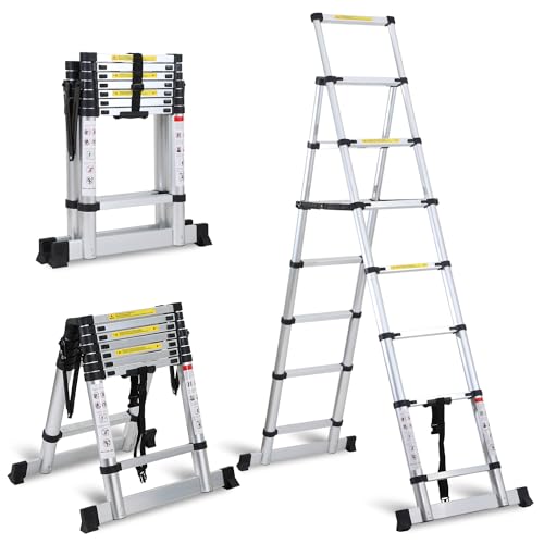 Eulenke teleskopleiter klappleiter 2+2,3M aluleiter 6+7 Stufen Tragbare rutschfeste ausziehbare Leiter, 150 kg Belastbarkeit, Leiter ausziehbar, Mehrzweckleiter, Haushaltsleiter, treppenhausleiter Eulenke teleskopleiter klappleiter 2+2,3M aluleiter 6+7 Stufen Tragbare rutschfeste ausziehbare Leiter, 150 kg Belastbarkeit, Leiter ausziehbar, Mehrzweckleiter, Haushaltsleiter, treppenhausleiter von Eulenke