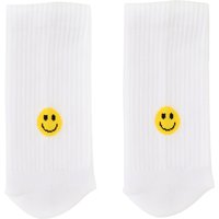 Socken Smiley weiß gelb 35-38 von Eulenschnitt