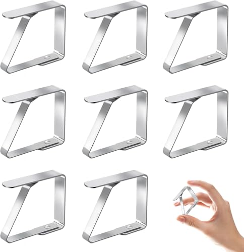 Euleryoo Stainless Steel Tablecloth Clips-tischdeckenklammern-Tablecloth Clips-Pack of 8 Practical Tablecloth Clips for Attaching Tablecloths Outdoor and Indoor Use (Max. Plate Thickness of 3 cm) von Euleryoo