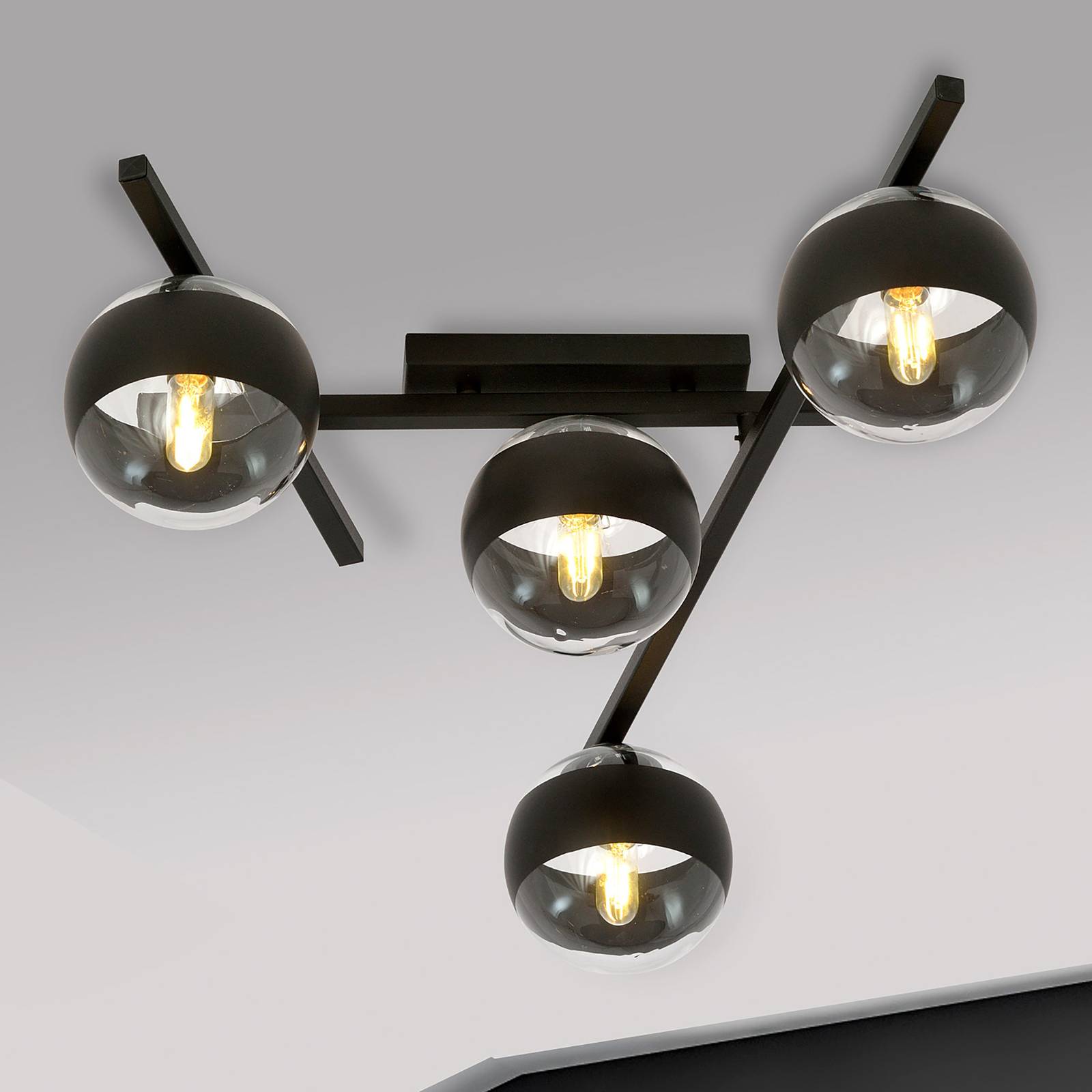 Deckenlampe Smart, schwarz/klar, 4-flammig von EMIBIG LIGHTING