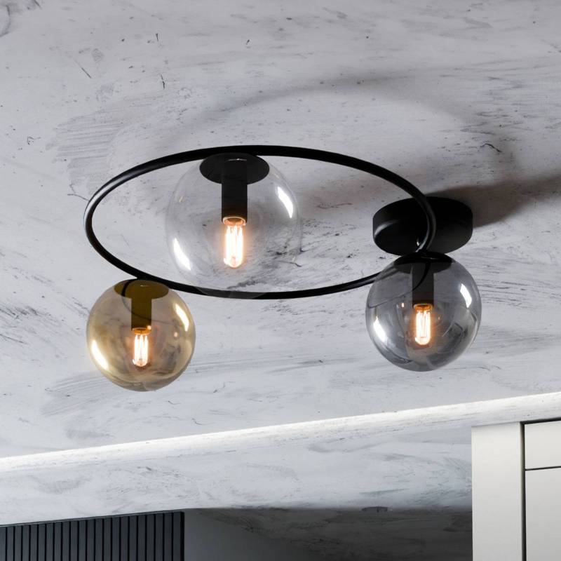 Deckenleuchte Ascella, dreiflammig, schwarz/bunt Deckenleuchte Ascella, dreiflammig, schwarz/bunt von Euluna