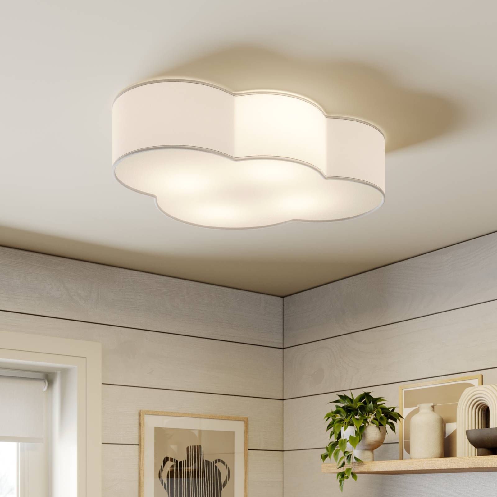 Deckenleuchte Cloud aus Textil, Länge 62 cm, weiß von TK Lighting