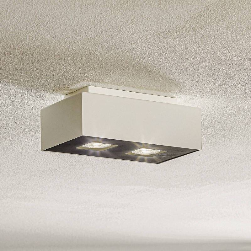 Deckenleuchte Kasi aus Stahl in Weiß, zweiflammig Deckenleuchte Kasi aus Stahl in Weiß, zweiflammig von SOLLUX LIGHTING