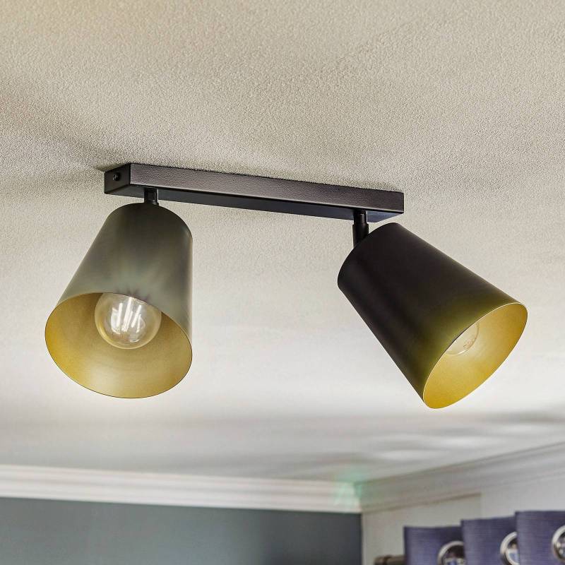 Deckenstrahler Prism, zweiflammig, schwarz/gold von EMIBIG LIGHTING