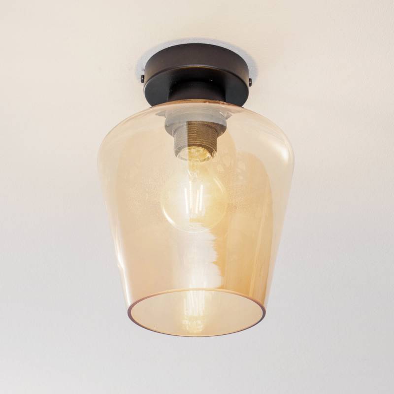 Euluna Deckenlampe Santiago Deckenlampe Deckenlicht E27 Einflammig Glas Amber B-Ware von Euluna