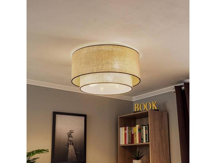 Deckenlampe Boho jute & black Euluna, dimmbar, braun / rost, für Wohn- / Esszimmer, Textil / Stoff / Seide, Landhaus / Rustikal, Deckenlampe von Euluna