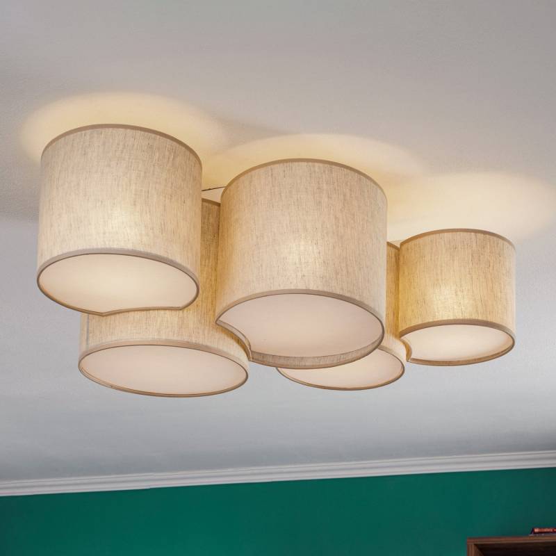 Euluna Deckenleuchte Mona Nature Lampe Leuchte Deckenlampe 5 Fl E27 Leinen Natur B-Ware von Euluna
