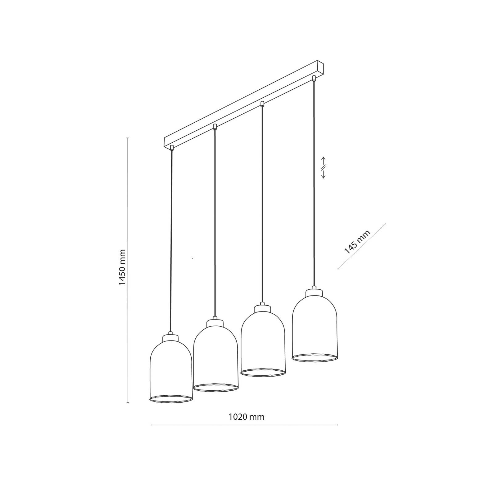 Glas-Hängeleuchte Satipo, vierflammig, transparent von TK Lighting