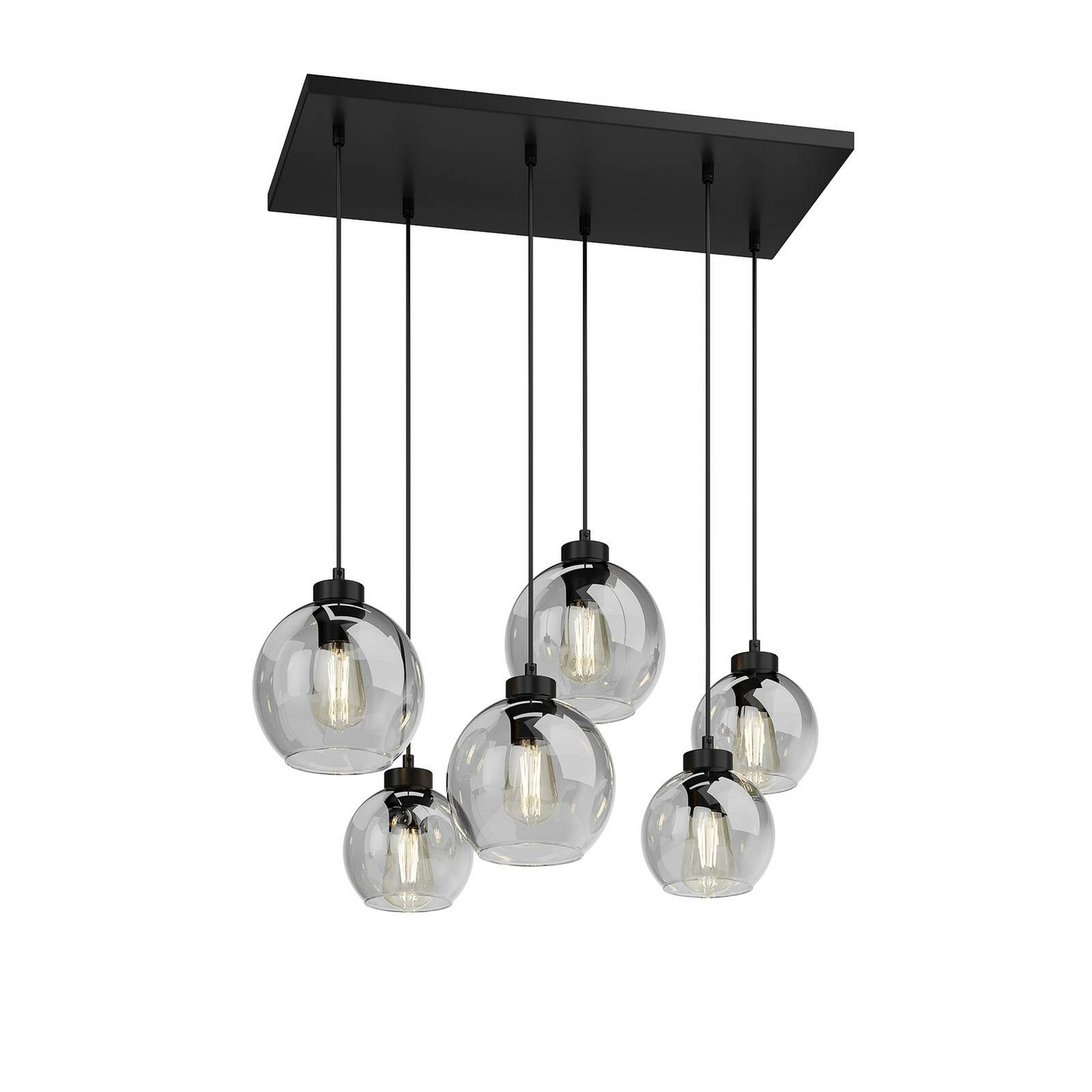Euluna Hängeleuchte Cubus Hängeleuchte Lampe Leuchte Sechsflammig E27 Glas Graph B-Ware von Euluna