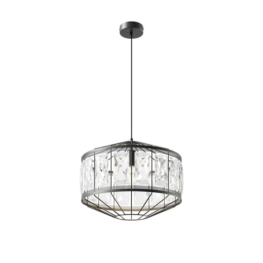 Euluna Hängeleuchte Elegance Deckenlampe Pendellampe Schwarz Geschliffenes Glas B-Ware von Euluna