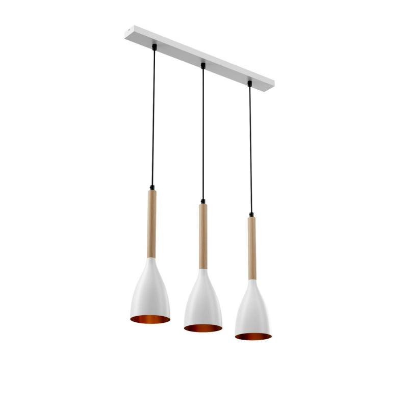 B-Ware Euluna Hängeleuchte Muza Hängeleuchte Lampe Leuchte Dreiflammig E27 Weiß Holz von Euluna