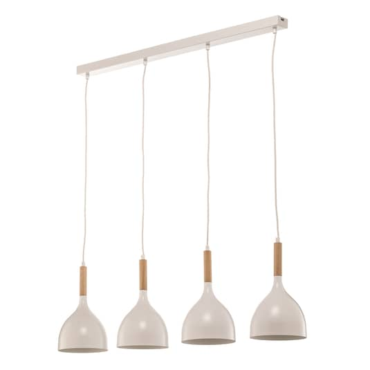 Euluna Hängeleuchte Noak Hängelampe Leuchte Lampe 4 Flg. Lang Weiß Holz Natur B-Ware von Euluna