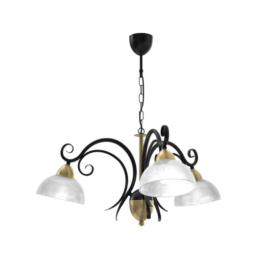 Euluna Kronleuchter Flora 3 Glasschirme Schwarz Messing Deckenlampe Leuchte E27 B-Ware von Euluna
