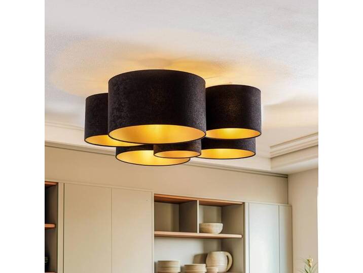 Deckenlampe Lodge Euluna, dimmbar, schwarz, für Wohn- / Esszimmer, Textil / Stoff / Seide, Modern, Deckenlampe von Euluna