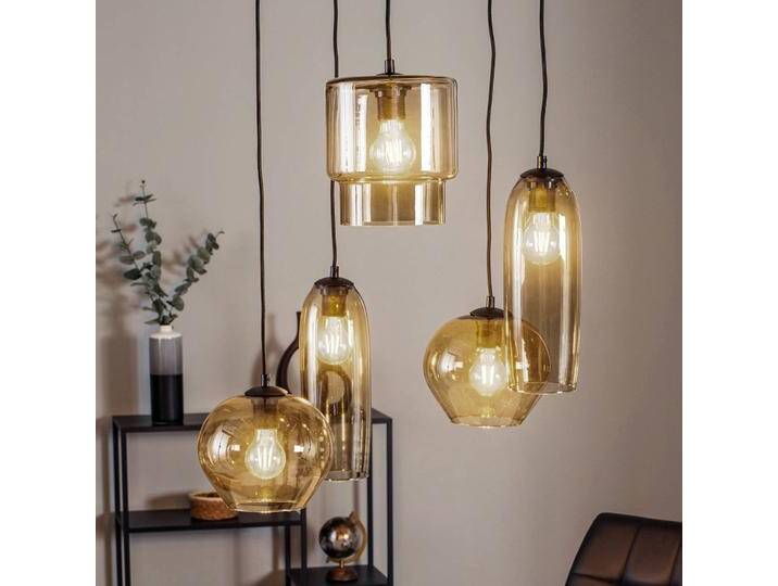 Euluna Svala Pendel Schirm variabel 5-flg. Rondell für Wohn & Esszimmer - Alu - Modern - Glas von Euluna
