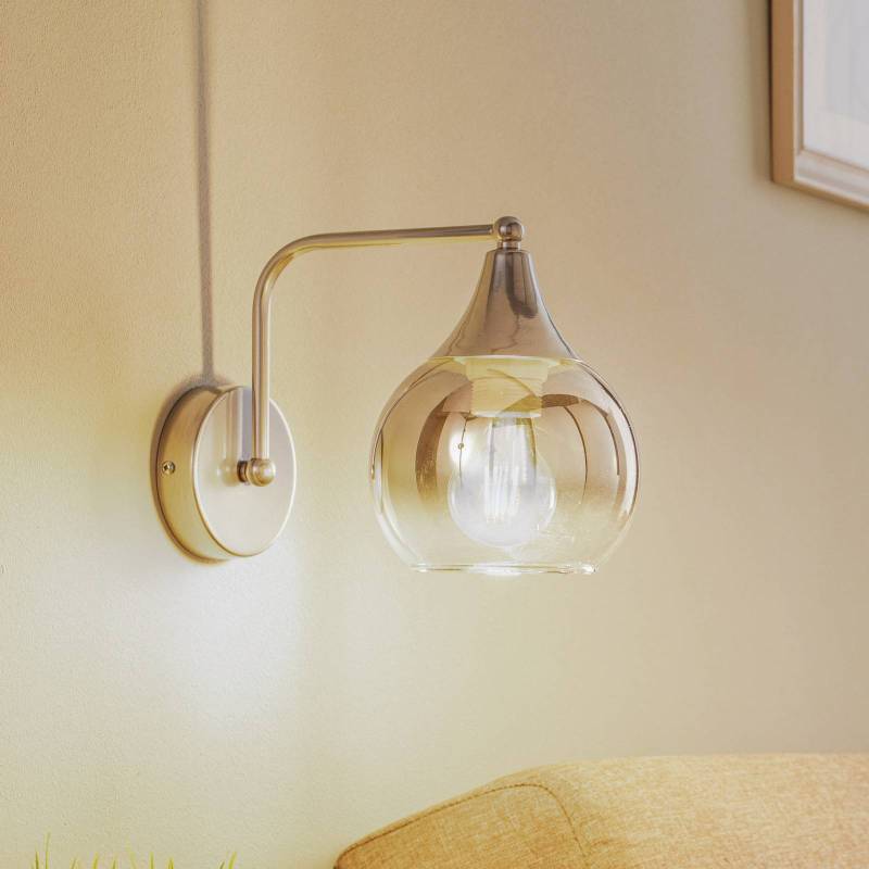Wandleuchte Monte aus Glas, einflammig, silber von Eko-Light