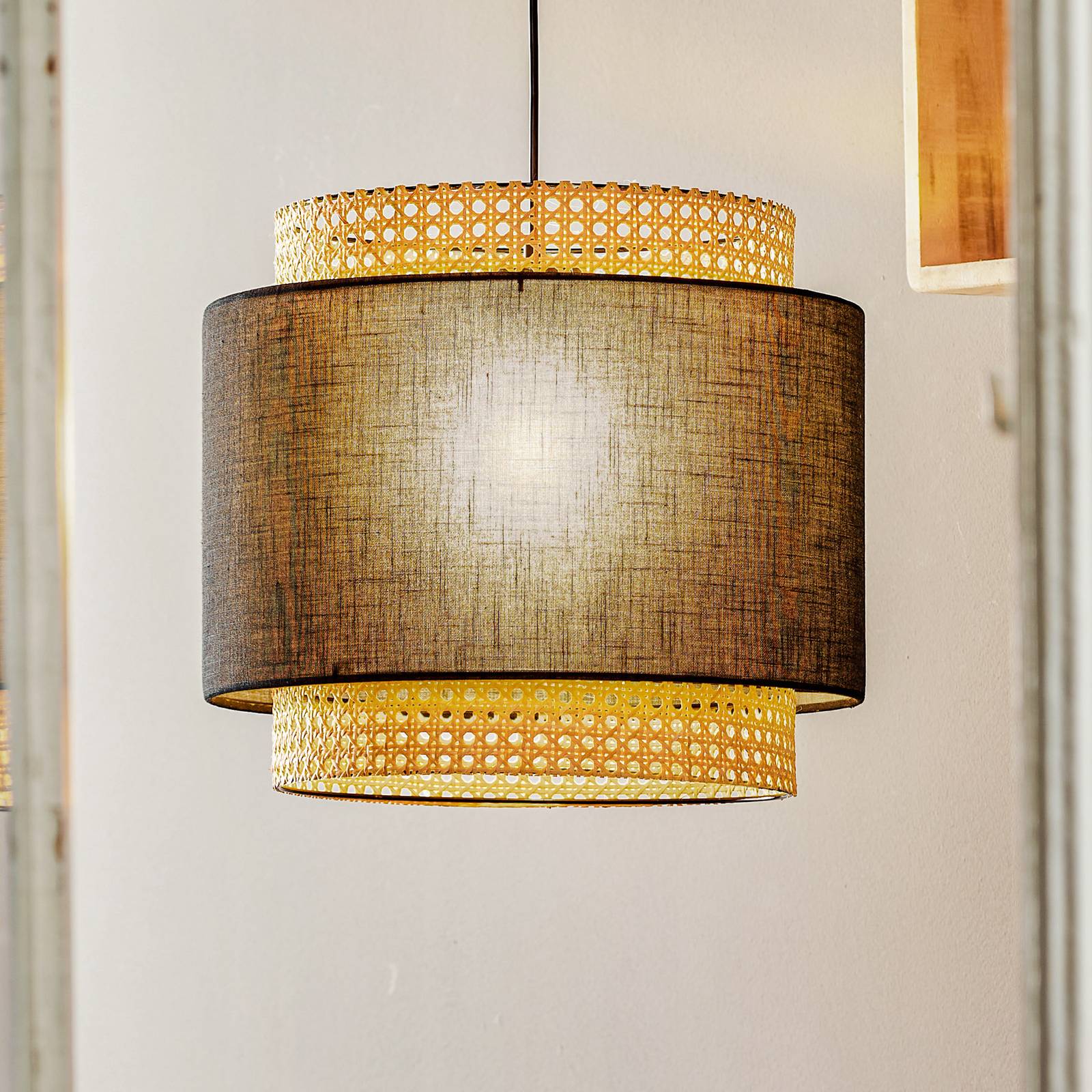 Hängeleuchte Boho, schwarz/Rattan Ø 38 cm von TK Lighting