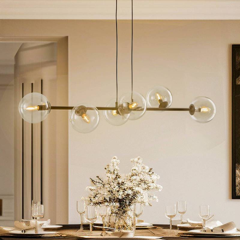 Hängeleuchte Glassy, 6-flammig, schwarz, klar, Glas, 110 cm von EMIBIG LIGHTING