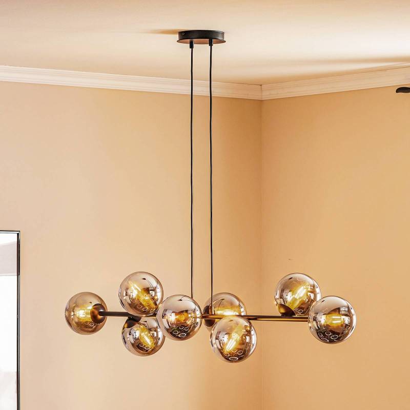 Hängeleuchte Glassy, 8-flammig, schwarz, grafit, Glas, E14 von EMIBIG LIGHTING