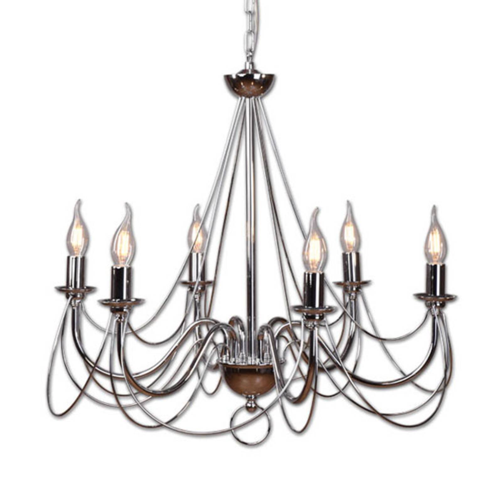 Kronleuchter Retro in Silber, 6fl. 120cm Abhängung von Euluna