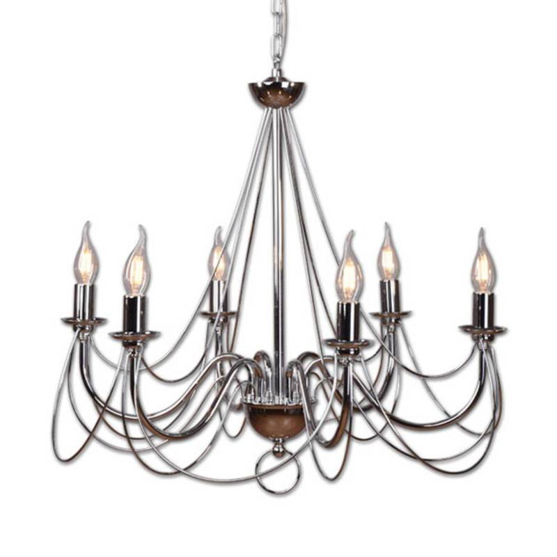 Kronleuchter Retro in Silber, 6fl. 120cm Abhängung von Euluna