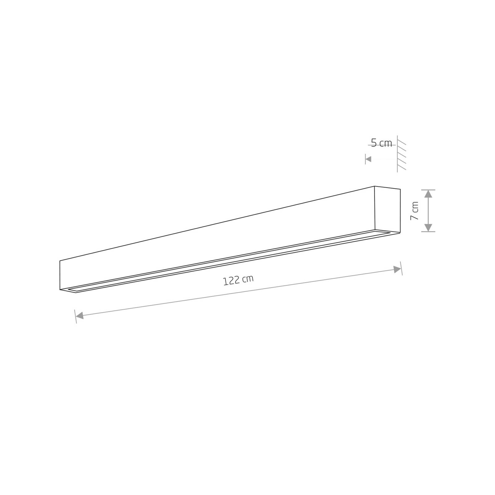 Wandleuchte Straight L, 122 cm, graphit von Euluna