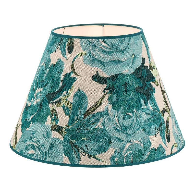 Lampenschirm Sofia Höhe 31 cm, Blumenmuster türkis von Duolla