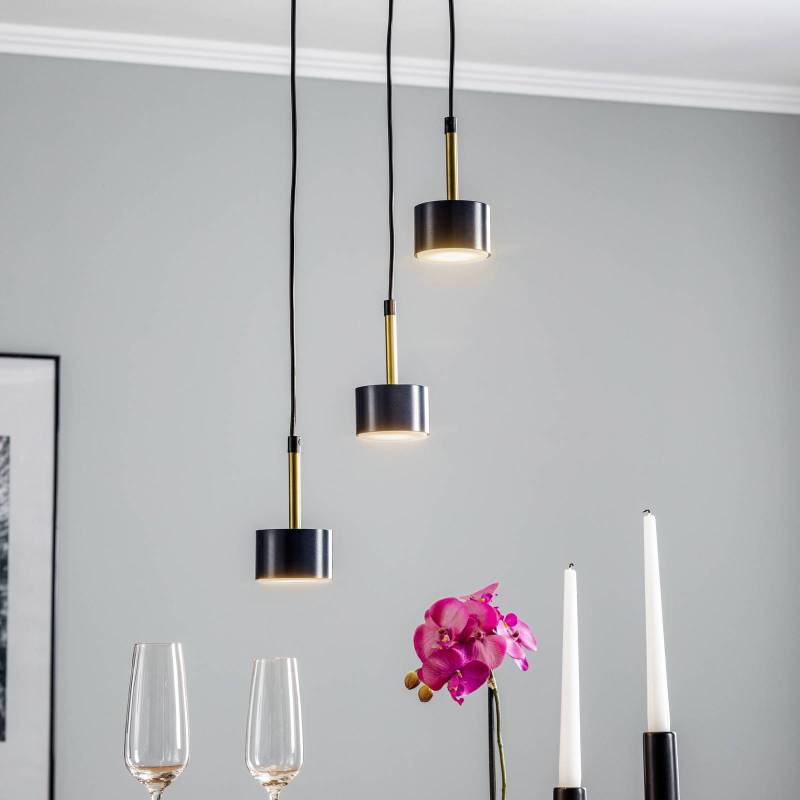 Pendellampe Arena rund dreiflammig, blau-gold von Eko-Light