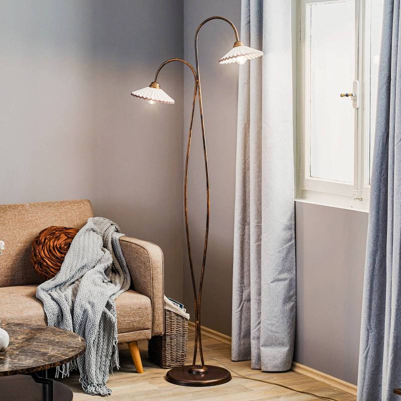 Stehleuchte Rosina mit zwei Keramikschirmen von ONLI