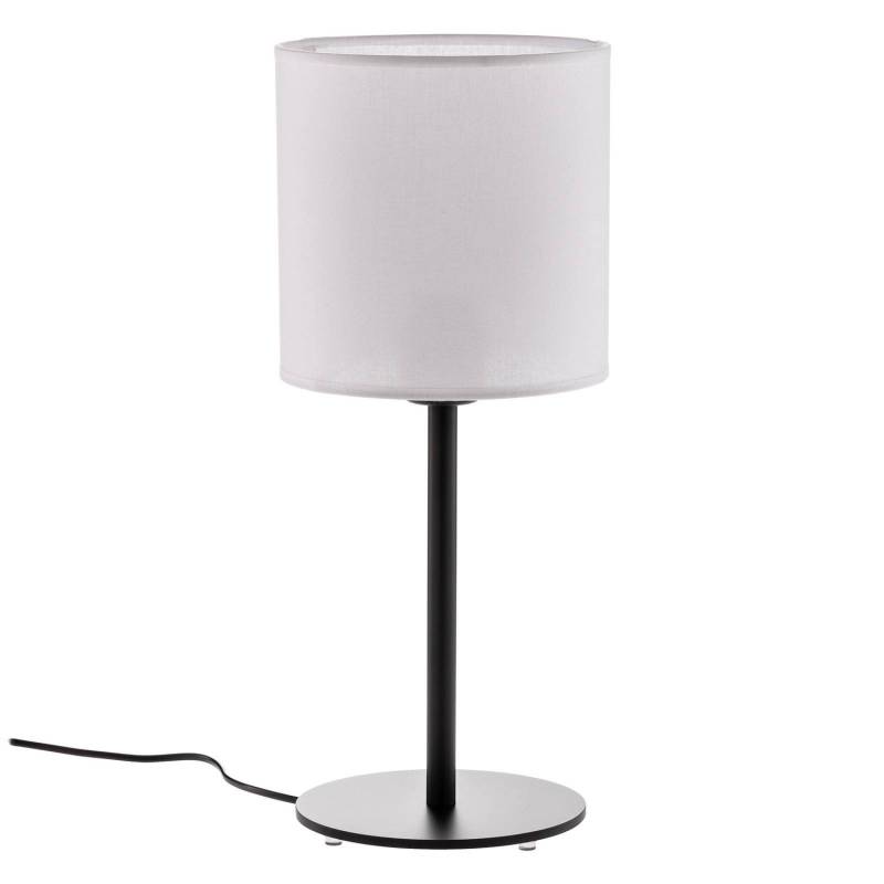 Textil-Tischlampe Harris Fuß schwarz Schirm weiß Tischleuchte Lampe Leuchte Spot von Euluna