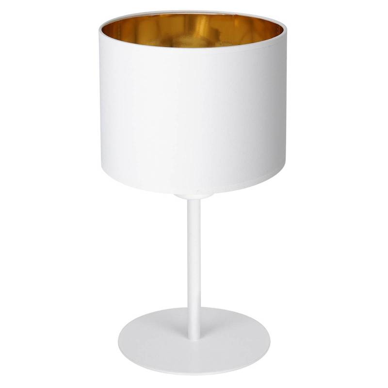 Tischleuchte Soho, zylindrisch Höhe 34cm weiß/gold von Luminex