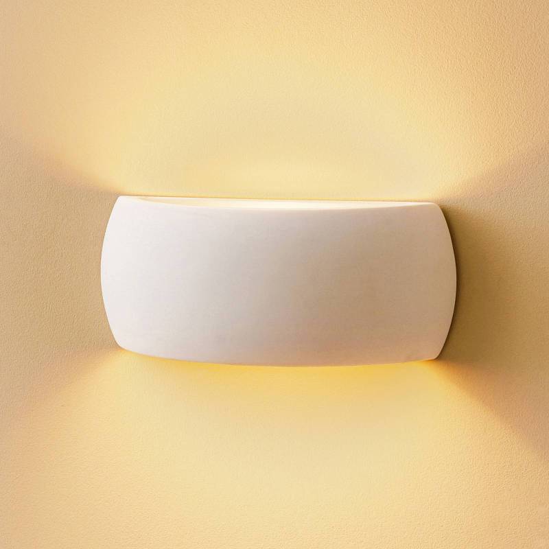 Wandleuchte Curve up/down aus weißer Keramik von SOLLUX LIGHTING
