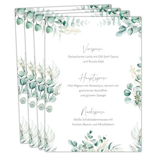 Eummel 14 Zauberhafte Menükarten im Boho Design | Format DIN A5 | Individuell anpassbare Speisekarten Getränkekarten für die Hochzeit Geburtstag Jubiläum | Tischdeko Menu Blanko von Eummel